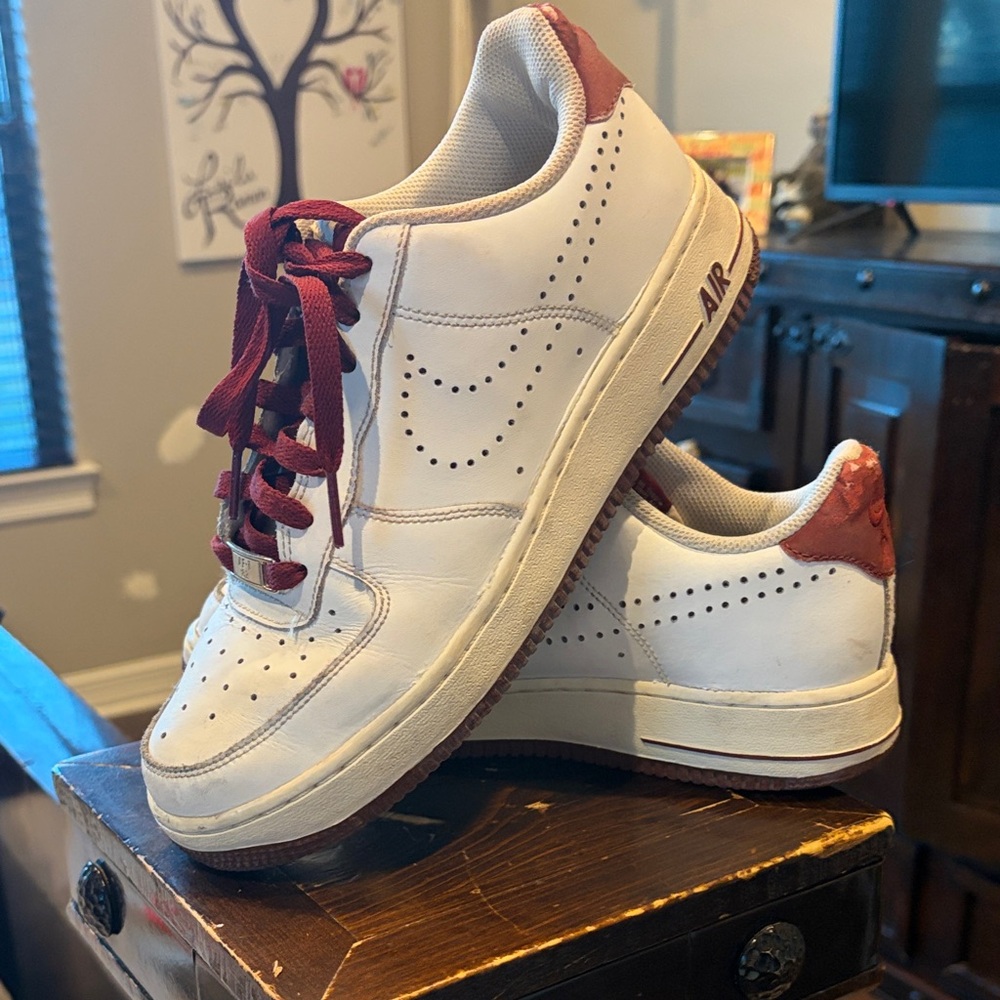 White and Red Nike Air Force 1